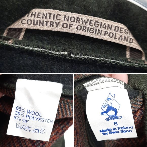 VTG 80s Sondre Poland Swix Sport Green Wool Blend Winter Skiing Sweater Buttons - Picture 11 of 12